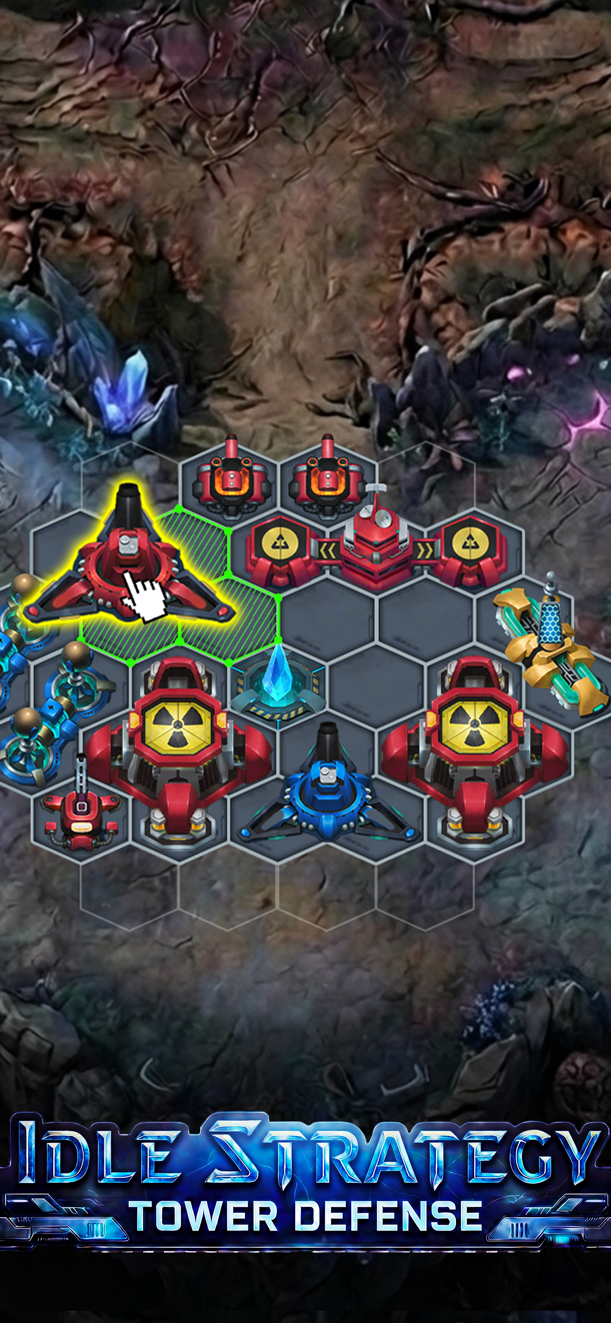 Star Hold TD grid showing turret placement and defensive layout